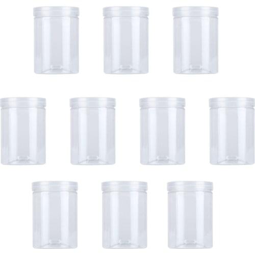 10 pcs 500ml Food Jar Sealed Transparent Plastic Kitchen Can Snacks Containers with Lid for Candy Cookies Scented Tea
