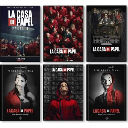 La casa de papel Poster Prints Movie TV Show Season 4 3 2 1 Money Heist Canvas Posters Wall Art Picture Decor The House of Paper
