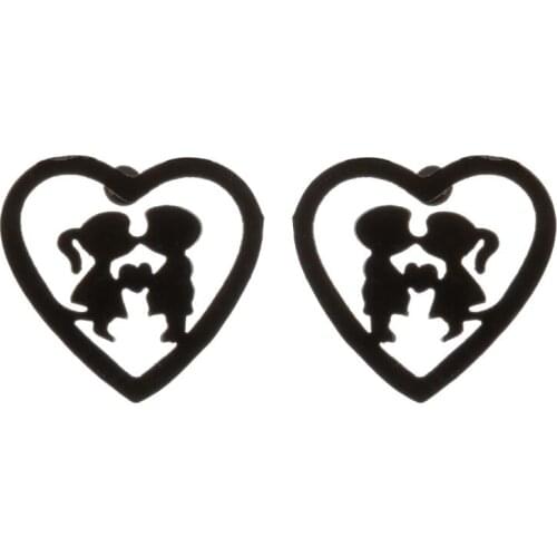 Popular Stainless Steel Accessories Cute Heart Little Girl Boy Small Earrings for Women Birthday Valentine Wedding Jewelry Gift