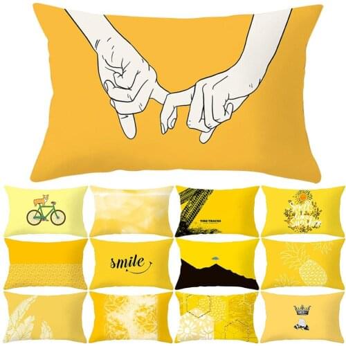 Removable Yellow Throw Pillow Case 50*30 Soft Pillow Cover Linen Pillowcases Decorative Pillows for Home Decor Pillow Cases