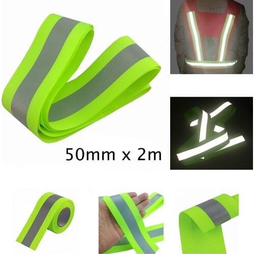Silver Reflective Webbing Ribbon Tape Reflective Fabric Tape 50mmx20mm(Width) Sew On Green 2Meter