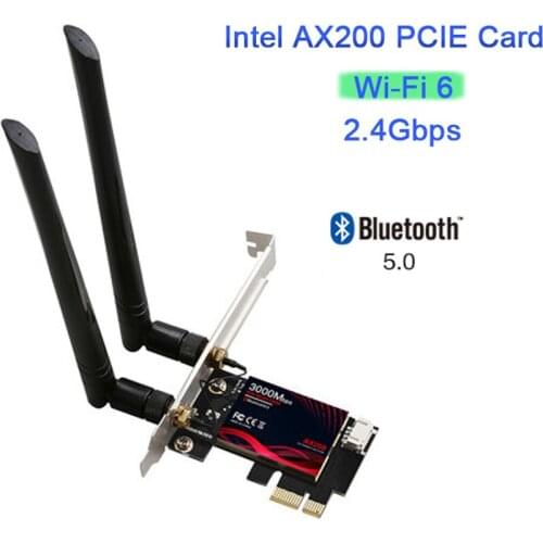 Wifi 6 PCI-e Network Card 3000Mbps Dual Band 5G 2.4G 802.11AX Bluetooth 5.0 Wireless Wifi6 PCI Express Antenna For Intel AX200