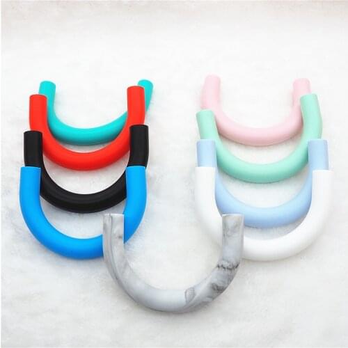 Chenkai 20PC Silicone U Tube Teether Beads DIY Baby Shower Pacifier Dummy Nursing Chewing Mommy Jewelry Pendant Sensory Toy Gift