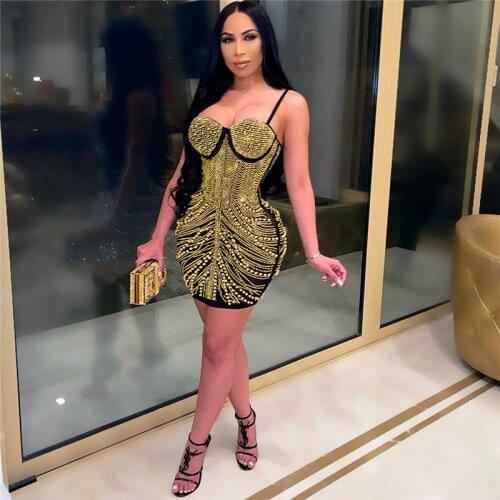 Rhinestone Pearls Glitter Christmas Dress for Women Club Wear Strapless Bodycon Mini Dress Night Celebrity Party Birthday Dress