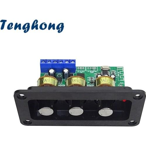 Tenghong Bluetooth 5.0 Power Amplifier Board 20Wx2 2.0 Stereo Sound Amplifiers Treble Bass Adjustment DC12-18V U Disk AUX DIY