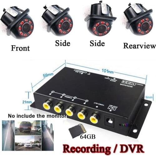 Car DVR Recorder 9-36V/Parking Assistance 4 Way Video Switch Combiner Box 360 Degrees Support Left/Right/Front/Rear View Camera