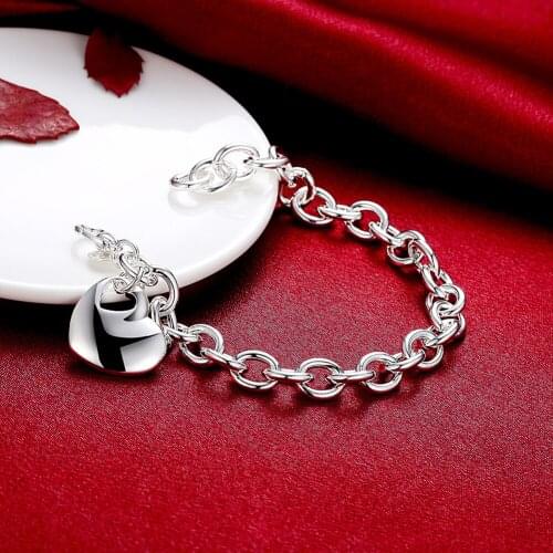 Fashion Beautiful Heart Pendant 925 sterling silver Bracelet for woman fine elegant noble jewelry Wedding party Holiday gifts