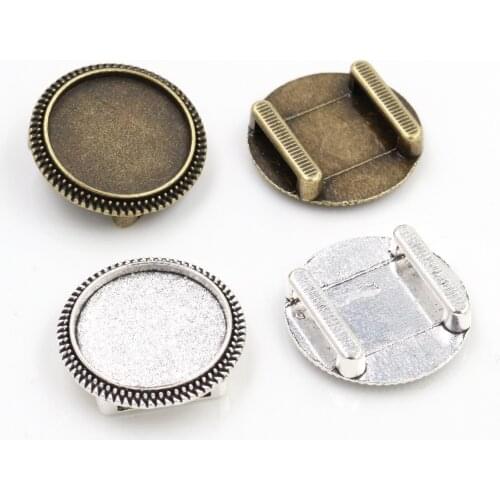 10pcs 18mm Inner Size Antique Bronze And Silver Plated Hole (10mm) beads Style Cabochon Base Cameo Setting Bracelet Pendant