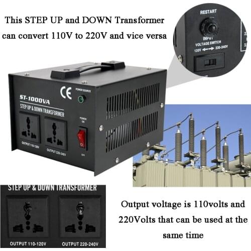 100V-220V Household Electrical Appliance Voltage Converter Intelligent Efficient Step Up Down Transformer ST-1000W Home-use