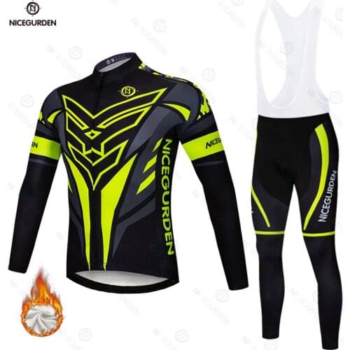 2021 Cycling Jersey Suit Winter Warm Fleece Long Sleeve Mountain Bike Cycling Suit Racing Mountain Bike Cycling Suit Sports Suit