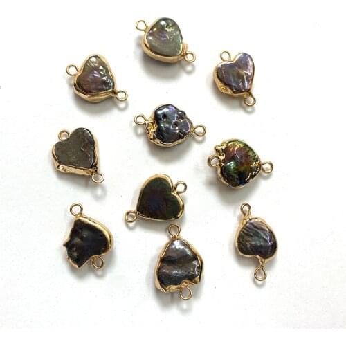 Two-hole Irregular Heart-shaped Synthetic Pearl Material Connector Beach Summer Evening Wind Charm DIY Jewelry Handmade Gifts