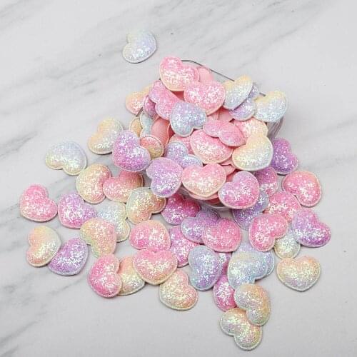 Xugar Glitter Rainbow Appliques Heart Patches for Hair Clip Decor Padded Patches for DIY Crafts Clothes Headwear Hat Accessories