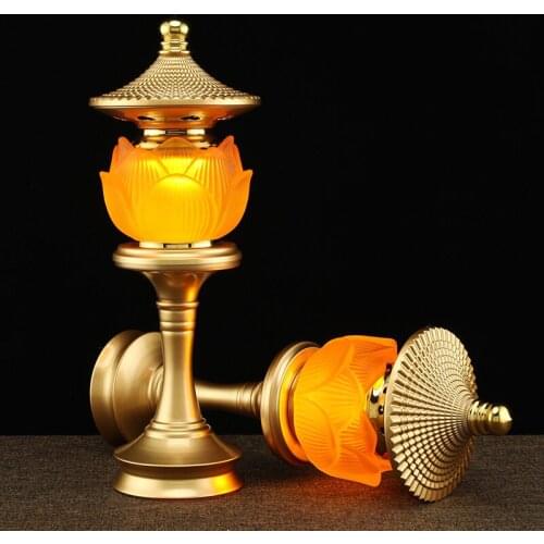 A PAIR 31cm large high grade Buddhism worship LED lamp HOME Temple shrine enshrine Sakyamuni guanyin buddha Bless safety health