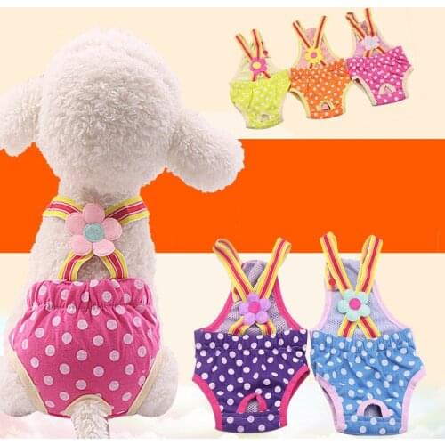 Dot Pet Physiological Pants Underwear Dog Clothes Cotton Puppy Dog Cat Diaper Strap Briefs Female Dog Sanitary Panties Shorts
