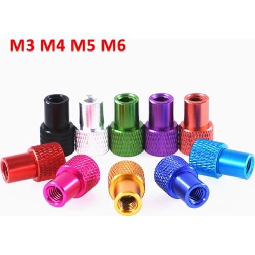 2PCS M3 M4 M5 M6 Blind Hole Nuts Knurled Thumb Screws Step Hand-tightened Nuts Aluminum Alloy Multiple Color