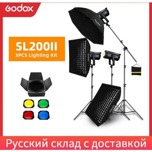 Godox 600W SL-200W SL200II Continuous Light Studio LED Light Kit ,Softbox,Light Stand, Studio Boom Arm Light Stand