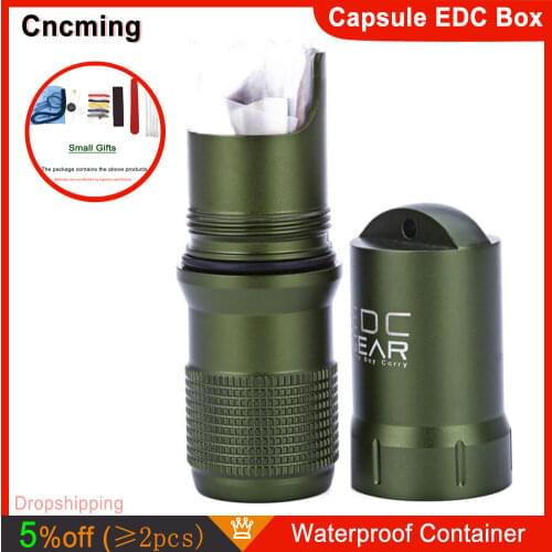 Capsule EDC Waterproof Box Hike Survival Waterproof Pill / Match Case Box Container Survive Seal Trunk Container Holder Storage