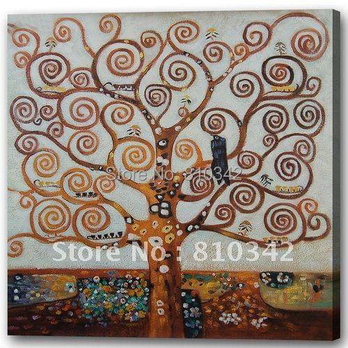 Canvas wall picture handmade reproduction oil painting of Klimt tree for home decor