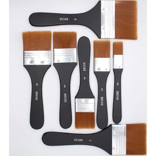 7styles Watercolor oil Art Paint Brush Nylon Hair painting art brush Easy To Clean wooden cleaning brush