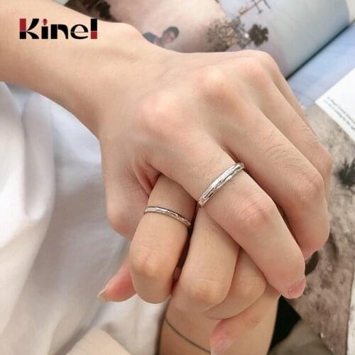 Kinel 925 Sterling Silver Prevent Allergy Never Fade Love Pairs Rings Woman Man Couple Rings Lover Wedding Gifts Jewelry