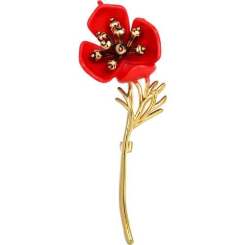Red fashion Bouquet Enamel Brooches Metal Flowers Weddings Banquet Brooch Pins For Women And Men Jewelry Accessories