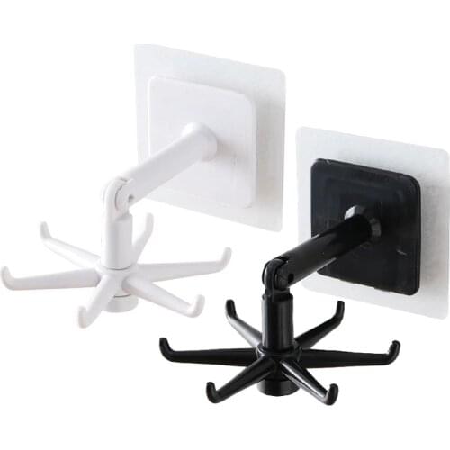 360 Degree Rotated Multi-Purpose hook Self Adhesive door wall hooks Towel key holder wall key organizer Handbag Clothes Bag Rack