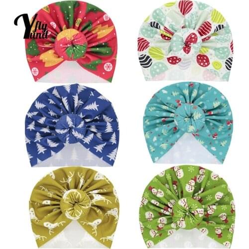 Yundfly 20*17 CM Fashion Cartoon Pattern Baby Girl Turban Hat Cute Print Donut Infant Cap Children Headwear Christmas Decoration