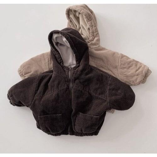 Fashionable winter clothes new boys and girls Japanese and Korean style ins retro fashion corduroy thick zipper cardigan jacket