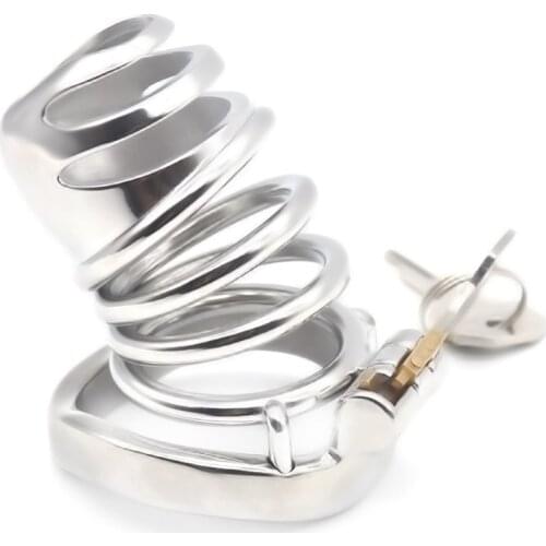 New Male Chastity Device Cucurbit Metal CB6000 Lock Cage Penis Cover JJ Cage Anti Derailment Hollow Chastity Cage for Men