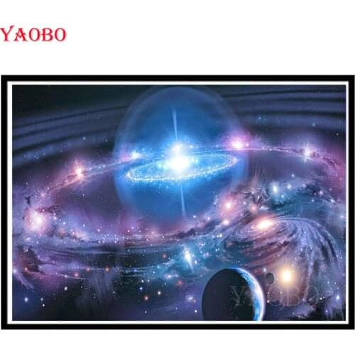 Diy full square round drill mosaic diamond painting universe planet scenery diamond embroidery beadwork 5d diamond cross stitch