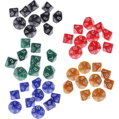 10pcs 10D Dices for Dungeons and Dragons DND RPG MTG Table Games Dice - 5 Colors to Choose
