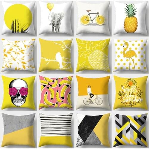 Yellow Geometry Decorative Cushion Cover45x45 Polyester Pillowcover Decorative Throw Pillow Sofa Cushions Home Decor Pillowcases