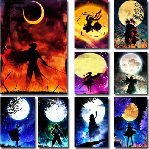 Full square diamond painting 5d embroidery Cross stitch Mosaic Cartoon back view moon landscape home decor Paintings art 3D DIY