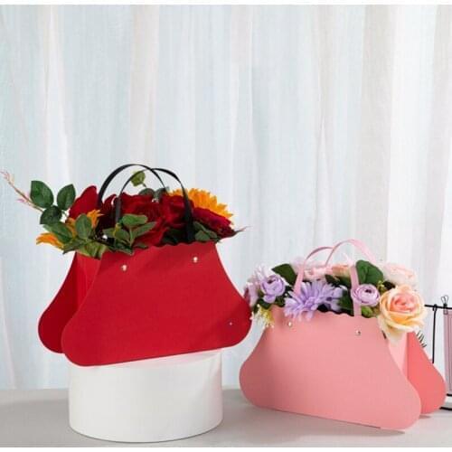 Portable Flower Box Paper Bouquet Tote Bag Gift Bag Kraft Handbag Wedding Rose Party Gift Box Candy Packaging Birthday Supplies