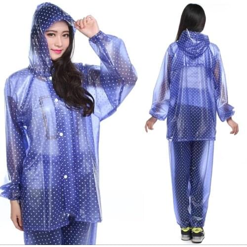 Transparent Adult Rain Coat Suit Men Women Pants Rain Coat Waterproof Plastic Poncho Chubasqueros Household Merchandises EB5YY