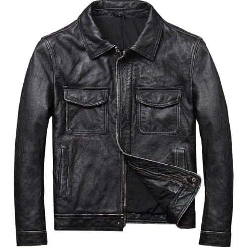 Plus Size XXXXL Mens Real Leather Flight Jackets Motocycle Man Overcoats Aviator Jacket Male Genuine Leather Coats European A584