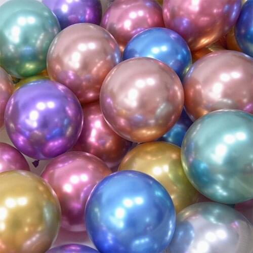 50pcs 5inch Multicolor Chrome Metallic Latex Balloon Metal Globos For Wedding Birthday Party Baby Shower Decor Air Helium Baloon