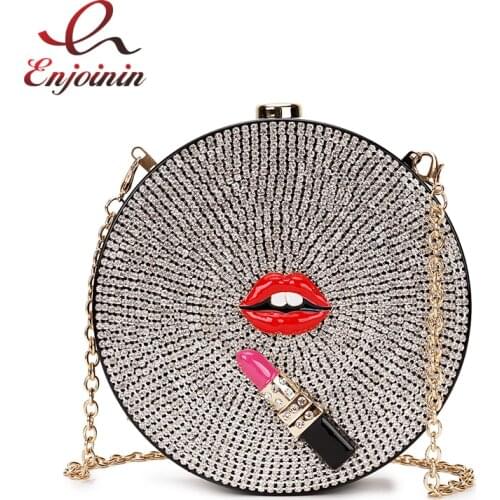 Luxury Diamond Lipstick Acrylic Party Evening Bag Clutch Bag for Women Fashion Shoulder Chain Bag Ladies Handbag Purses