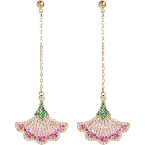 2020 new fashion color fan-shaped long creative zircon micro-set earrings for women / girls wedding party jewelry earringsER-395