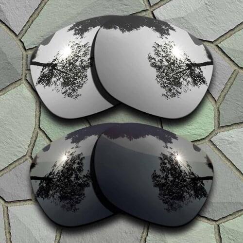 Grey Black&Chrome Sunglasses Polarized Replacement Lenses for Oakley Garage Rock