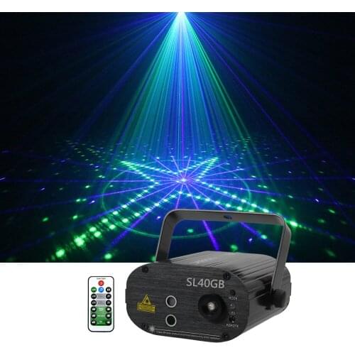 Sharelife Mini 40 Blue Green Gobos DJ Laser Light Mixed Blue LED Remote Control Speed Home Gig Party Show Stage Lighting SL40GB