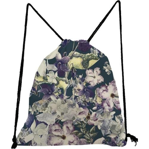 Pretty Retro Backpack Floral Printed Drawstring Bags Unisex Gym Travel Bag Portable Shoe Bag to School Casual Eco Storage Bag