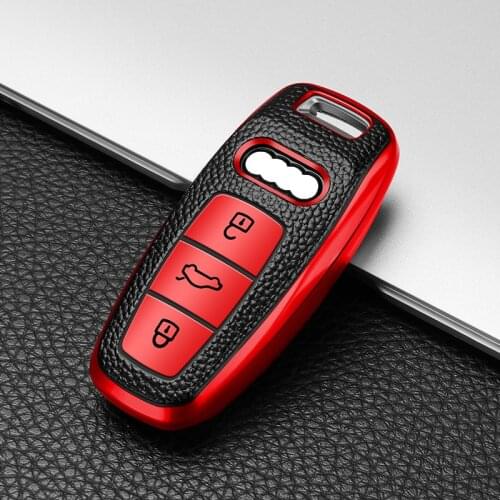 Carbon Fiber Tpu Car Key Case Shell Cover for Audi A6 C8 A7 A8 2018 2019 Key Chains Accessories Keychain