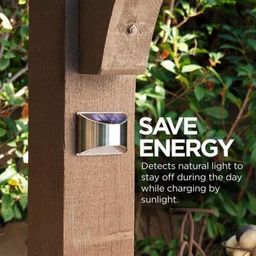 2pcs Solar Lamp Outdoor LED Wall Light Stainless Steel Waterproof Exterior Garden Decoration Corridor Stair Light For Yard