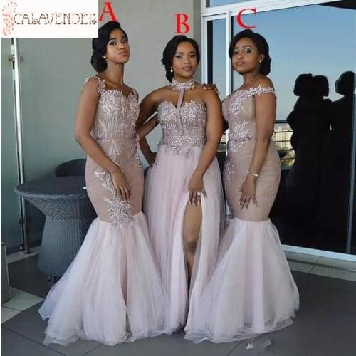 3 Styles Available Blush Bridesmaid Dresses Lace Appliques Wedding Guest Dress Custom Made suknie wieczorowe