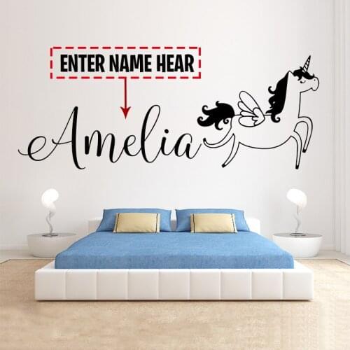 Custom Name Vinyl Decal, Personalized Kids Name, Custom Kids Name, Wedding gift, Unicorn Wall Decal A1-004