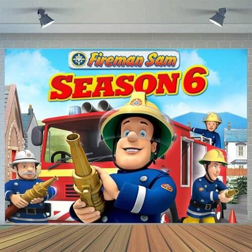 Fireman Sam Photography Backdrop Boys Firefighter Engine Birthday Party Kids Photo Background Vinyl Wall Poster Decoration