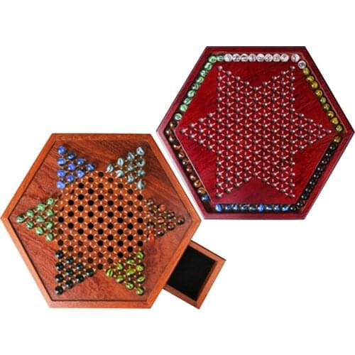 High Grade Multicolor Chinese Checkers Chess Set Wooden Hexagon Chessboard Game Educational Board Kids Halma Family Game Pieces