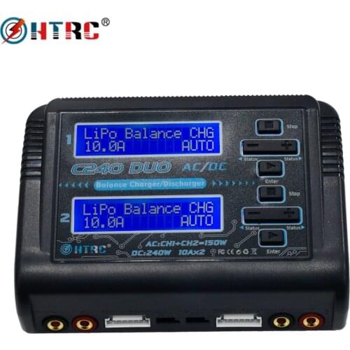 HTRC LiPo Battery Charger C240 DUO RC Charger AC 150W DC 240W Touch Screen Dual Channel Balance Discharger for RC Models Toys