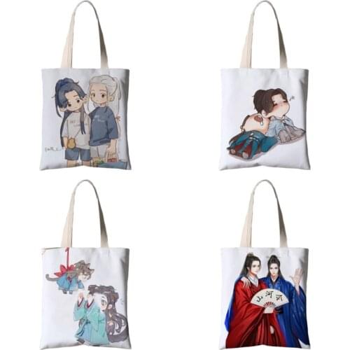 Chinese Style Word Of Honored Print Female Shopping Canvas Tote Casual Large Capacity Cartoon Women Bag Harajukued Shoulder Bags
